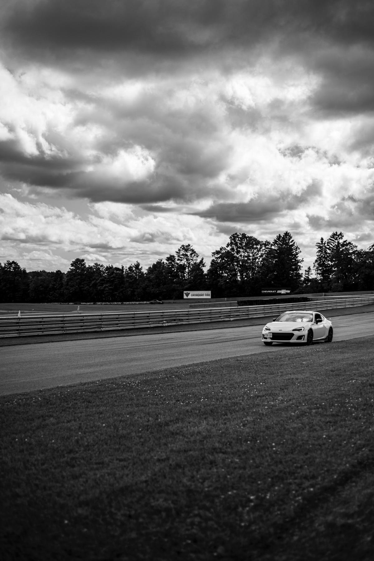 Subaru BRZ on track under dramatic skies
